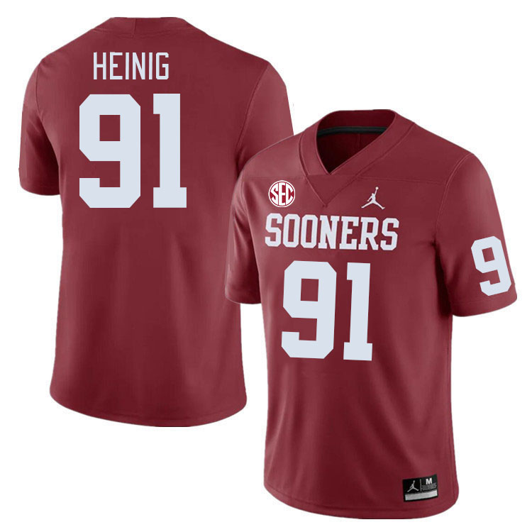 Men #91 Drew Heinig Oklahoma Sooners 2024 SEC Conference College Football Jerseys-Crimson